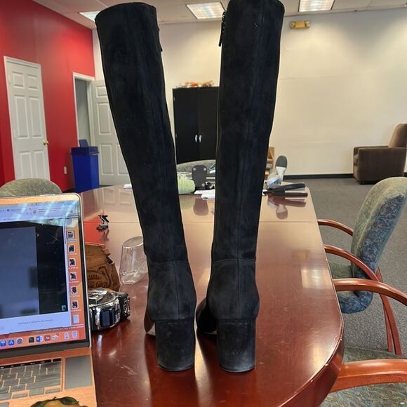 Cole Haan Black Leather Back Stretch Boots sz 8 - Picture 7 of 9